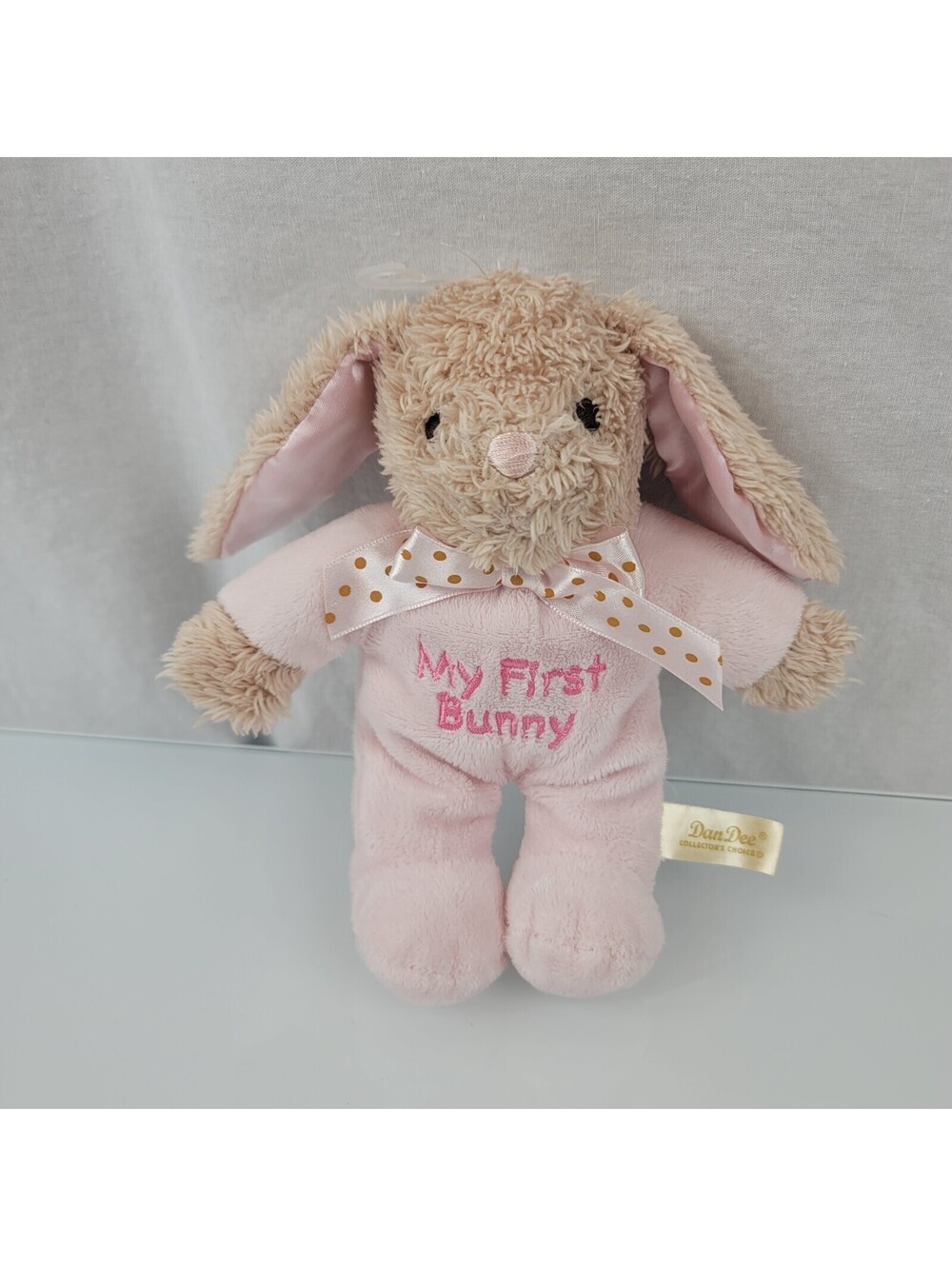 Dan Dee My First Bunny small plush pink baby toy rabbit rattle soft 7" NEW